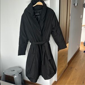 Kokomarina Black Puffer Wrap Coat with Belt